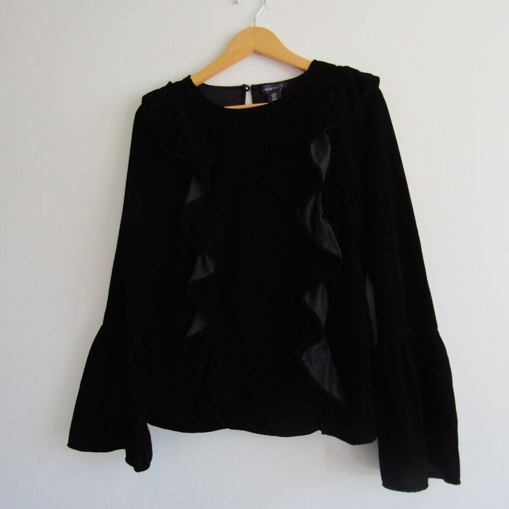 Amaryllis Velvet Women's Top Medium Black Goth Whimsygoth Grunge Dark Romantic